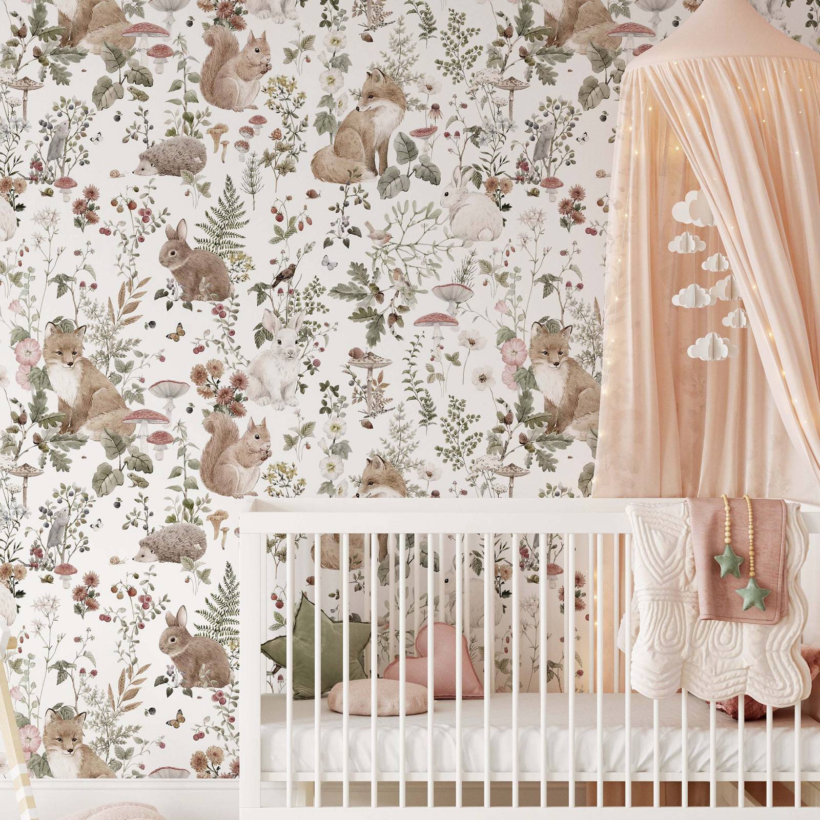 Baby Nursery Mural Wallpaper - Forest Babies MuraL, большие масштабные обои