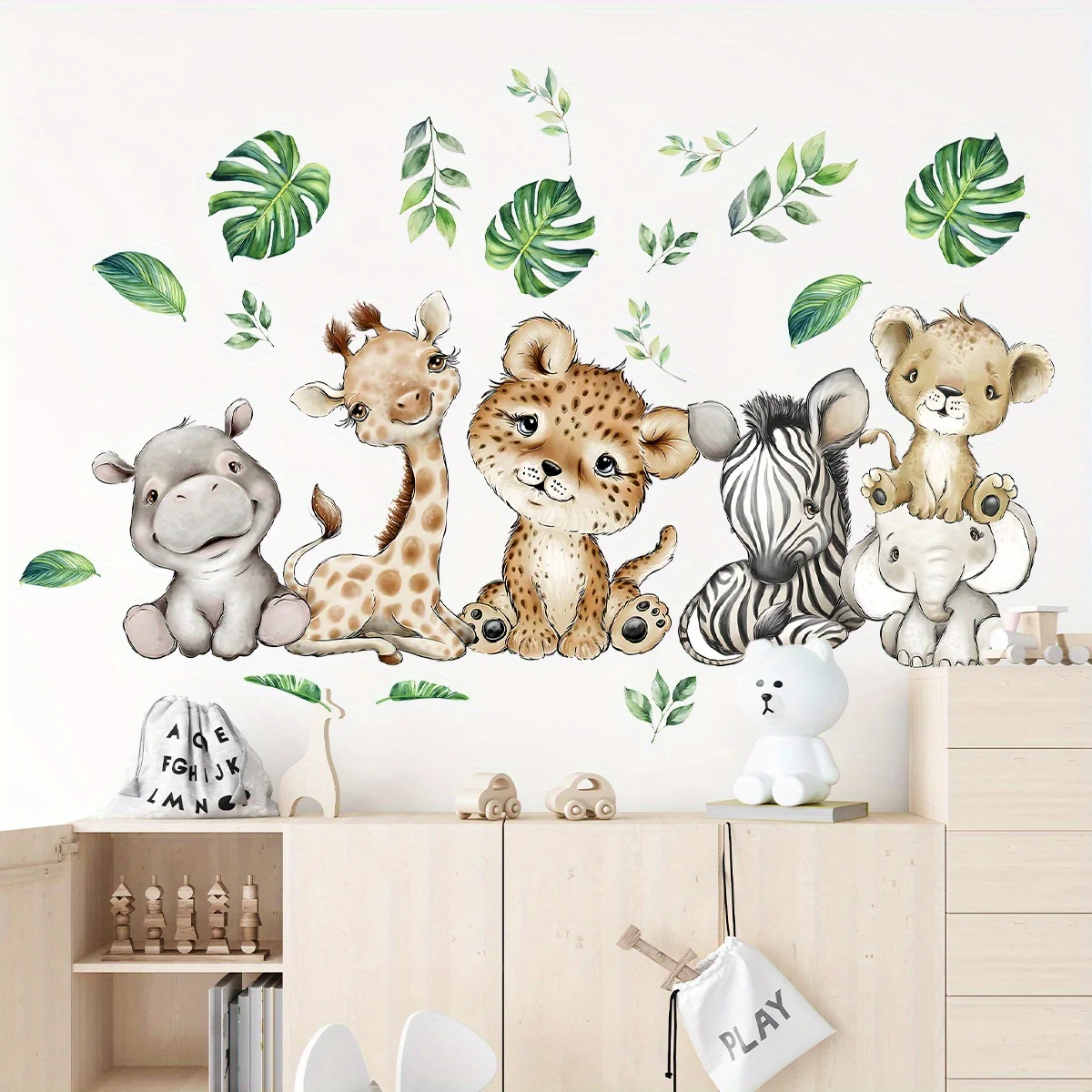 Baby Nursery Vinyl - 1 шт., милый бегемот, тигр, слон,