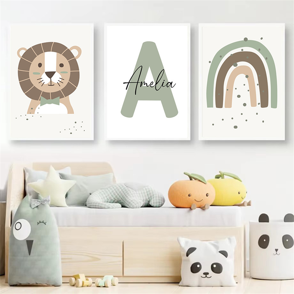 Baby Nursery Green - Постер на холсте с изображением льва,