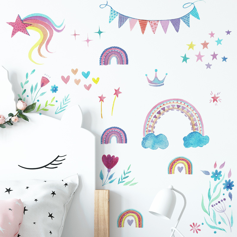 Baby Nursery Mural Wallpaper - Наклейка на стену с мультяшными радужными