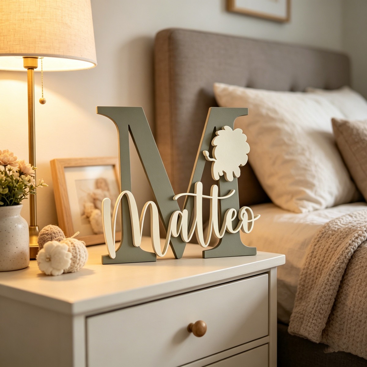 Baby Nursery Wall - Деревянная табличка с именем и инициалами