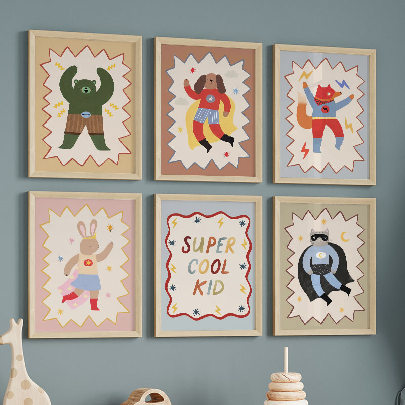 Baby Nursery Fabric - Забавные мультяшные постеры и картины на