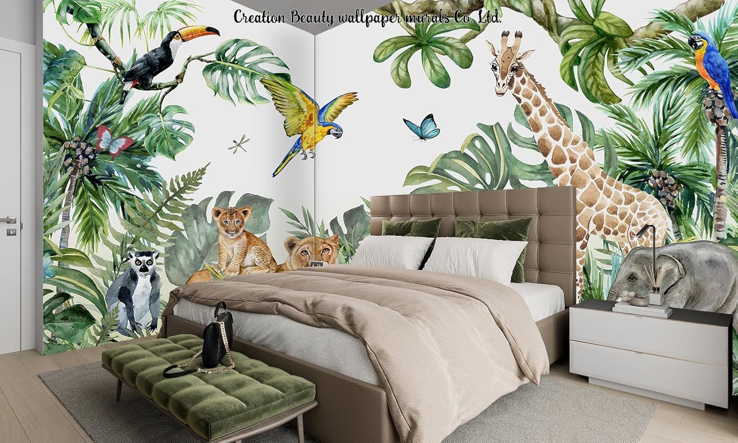 Акварельные обои с животными и – обзор и цена Baby Nursery Mural Wallpaper
