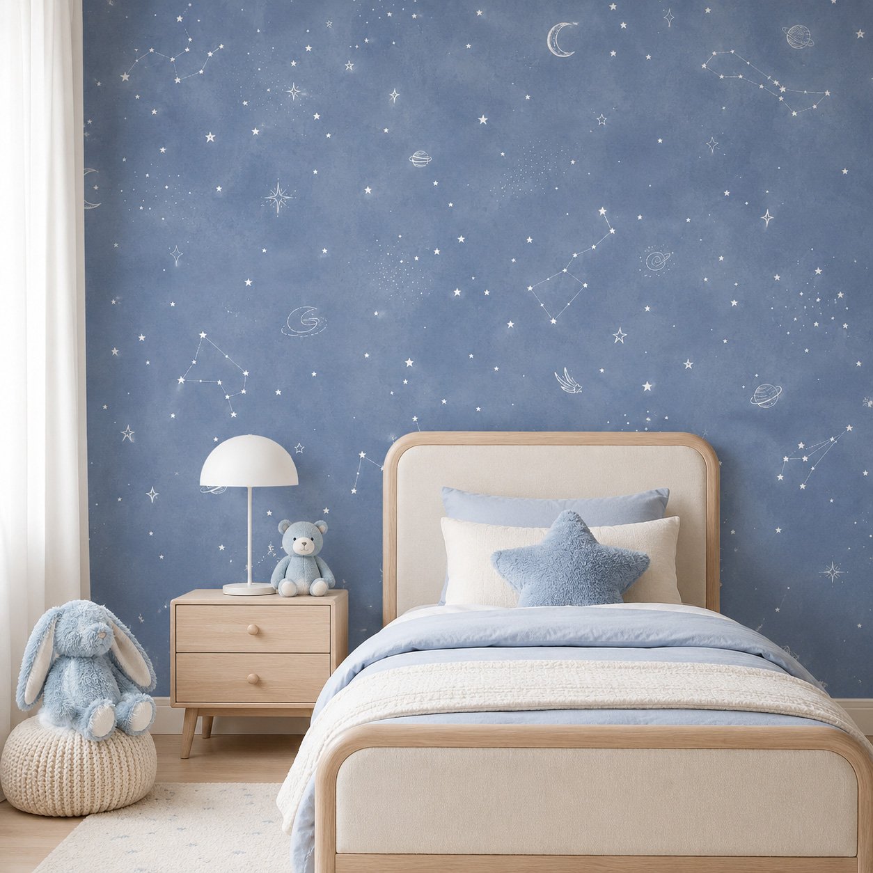 Самоклеящиеся обои «Голубое зв – обзор и цена Baby Nursery Mural Wallpaper