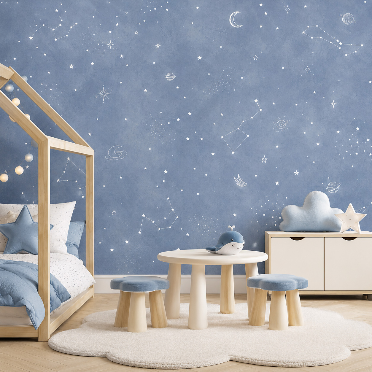 Самоклеящиеся обои «Голубое зв – обзор и цена Baby Nursery Mural Wallpaper