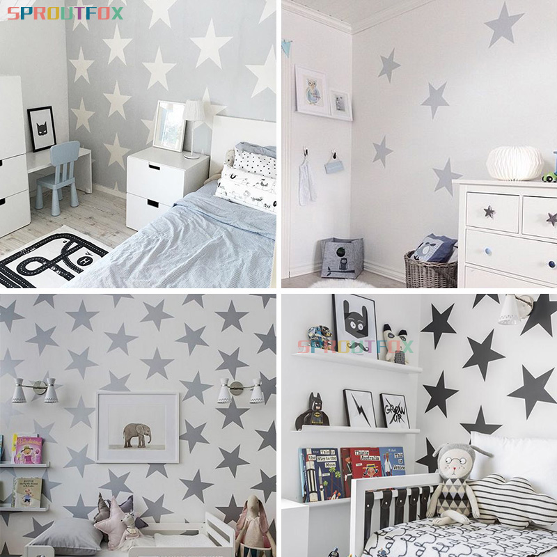 DIY большие звезды Виниловая н – обзор и цена Baby Nursery Mural Wallpaper