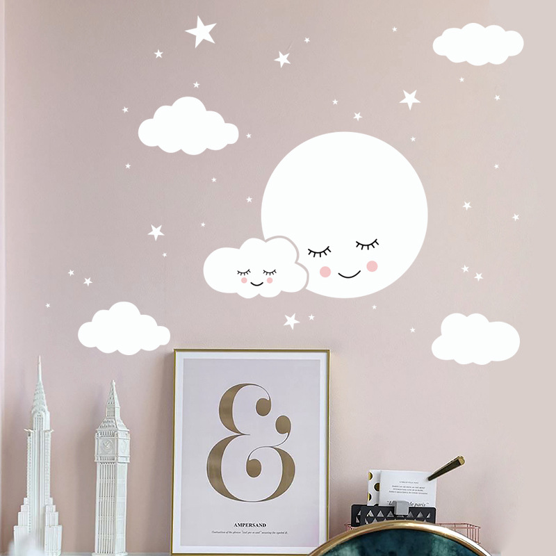 Белый мультфильм улыбающееся о – обзор и цена Baby Nursery Mural Wallpaper