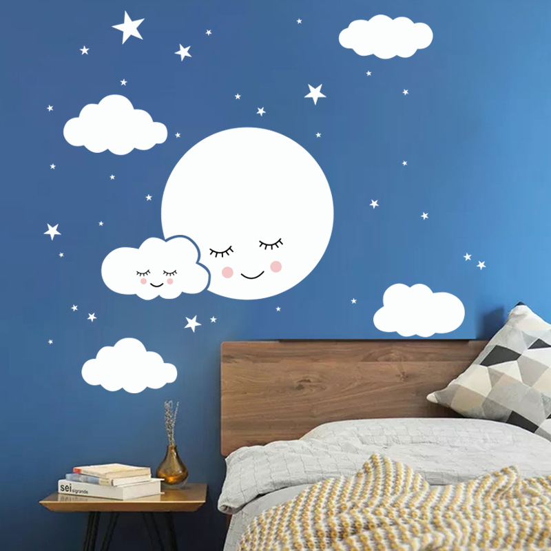 Белый мультфильм улыбающееся о – обзор и цена Baby Nursery Mural Wallpaper
