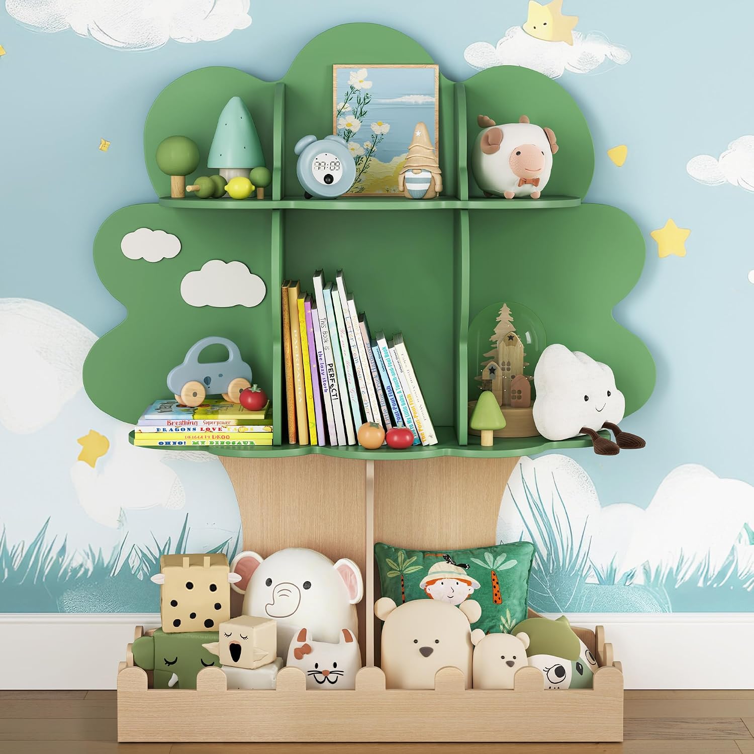 Детская деревянная книжная пол – обзор и цена Baby Nursery Green