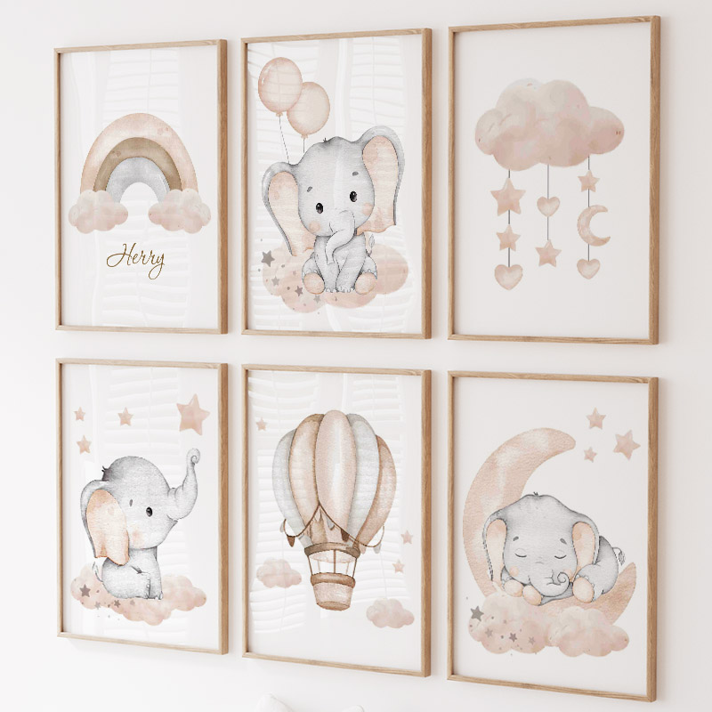 Милый слон, горячий воздушный  – обзор и цена Baby Nursery Prints