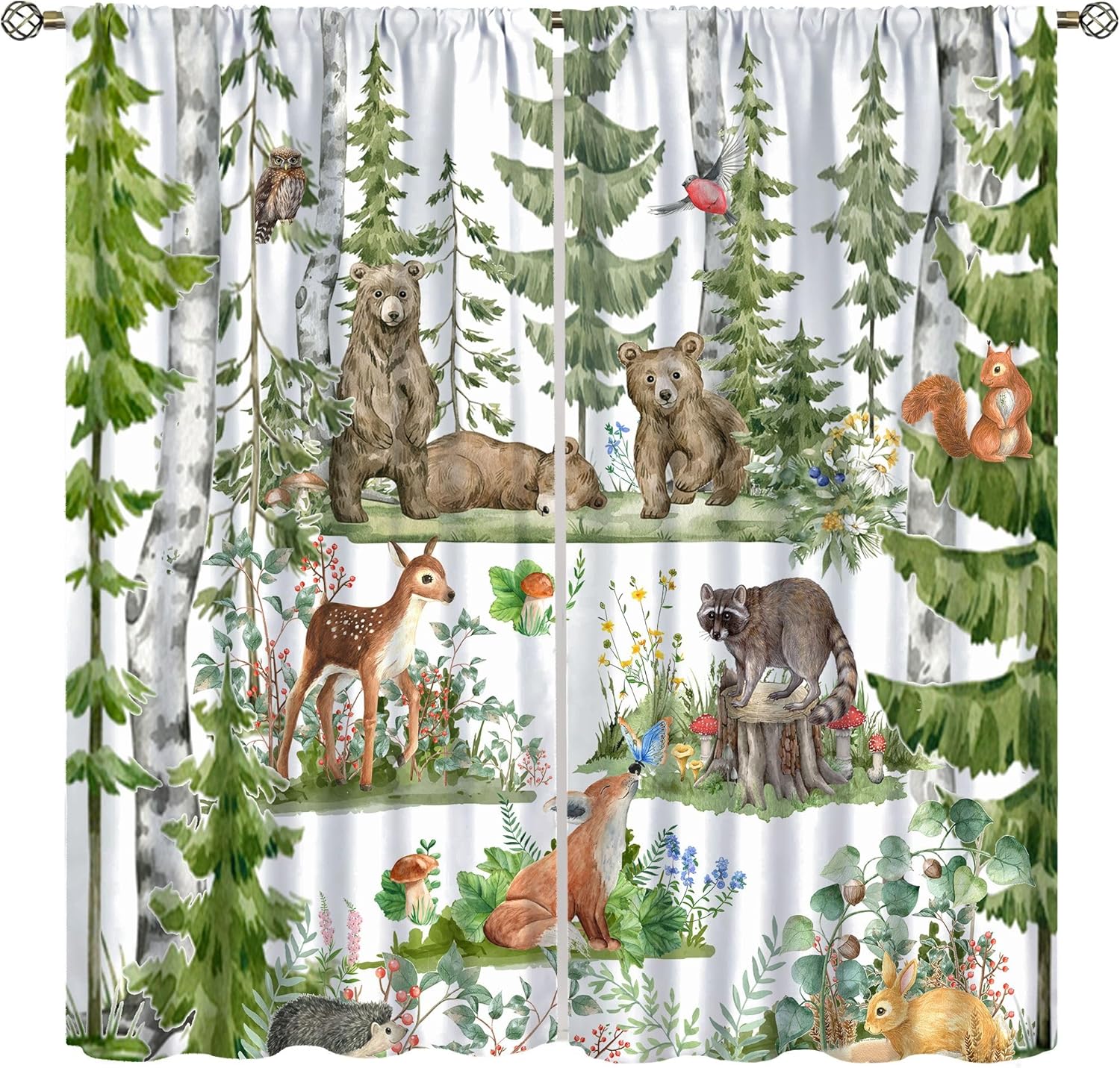 Шторы с лесными животными для  – обзор и цена Baby Nursery Green